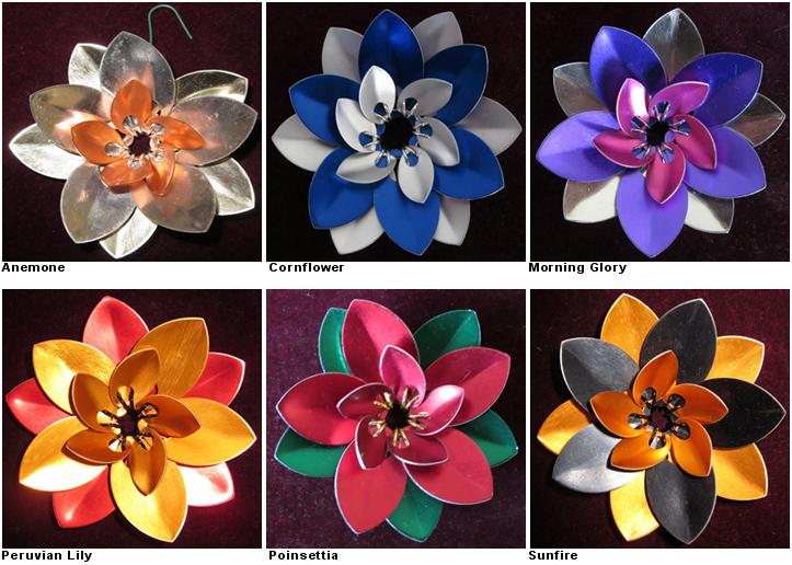 6 Scale Mail Flower ornaments